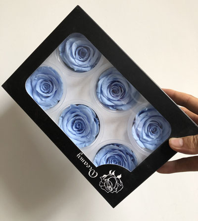 5-6CM (6pcs-box) Solid color preserved rose head-blue