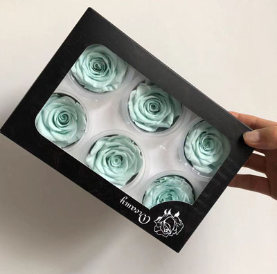 5-6CM (6pcs-box) Solid color preserved rose head-tiffany blue