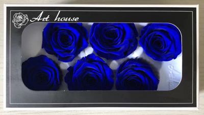 5-6CM (6pcs-box) Solid color preserved rose head-Dark Blue