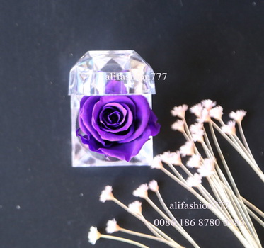 Preserved rose in Crystal Ring Box-10