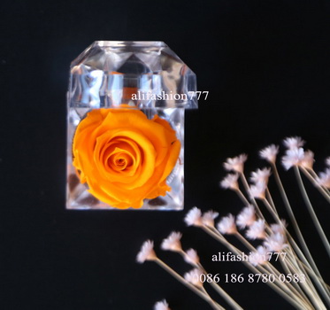 Preserved rose in Crystal Ring Box-01