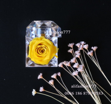Preserved rose in Crystal Ring Box-15