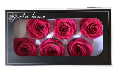 5-6CM (6pcs-box) Solid color preserved rose head Rosy